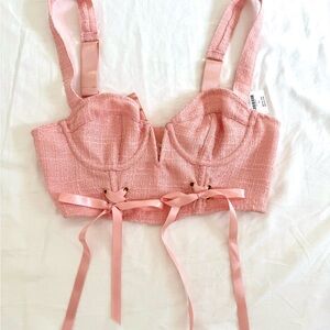 Anthropologie Tweed Corset Top in Pink (XS - fits like S)